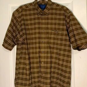 Towncraft Wrinkle Free Brown Plaid Shirt - Med